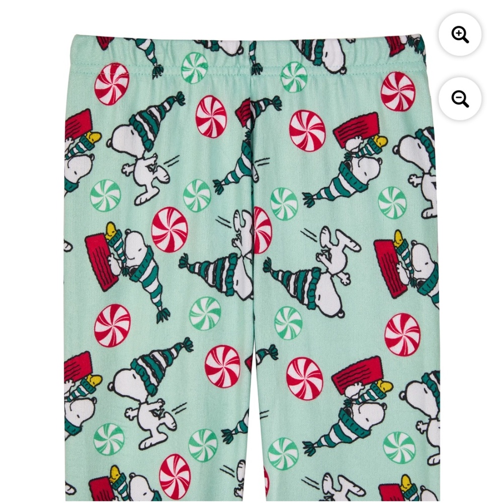 Peanuts Snoopy Unisex Childrens Green 2 PC Pajama Set Size 8 NWT - Picture 6 of 7